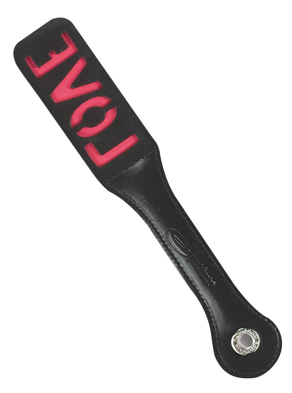 

Паддл со словом LOVE - Sportsheets Leather Love Impression Paddle