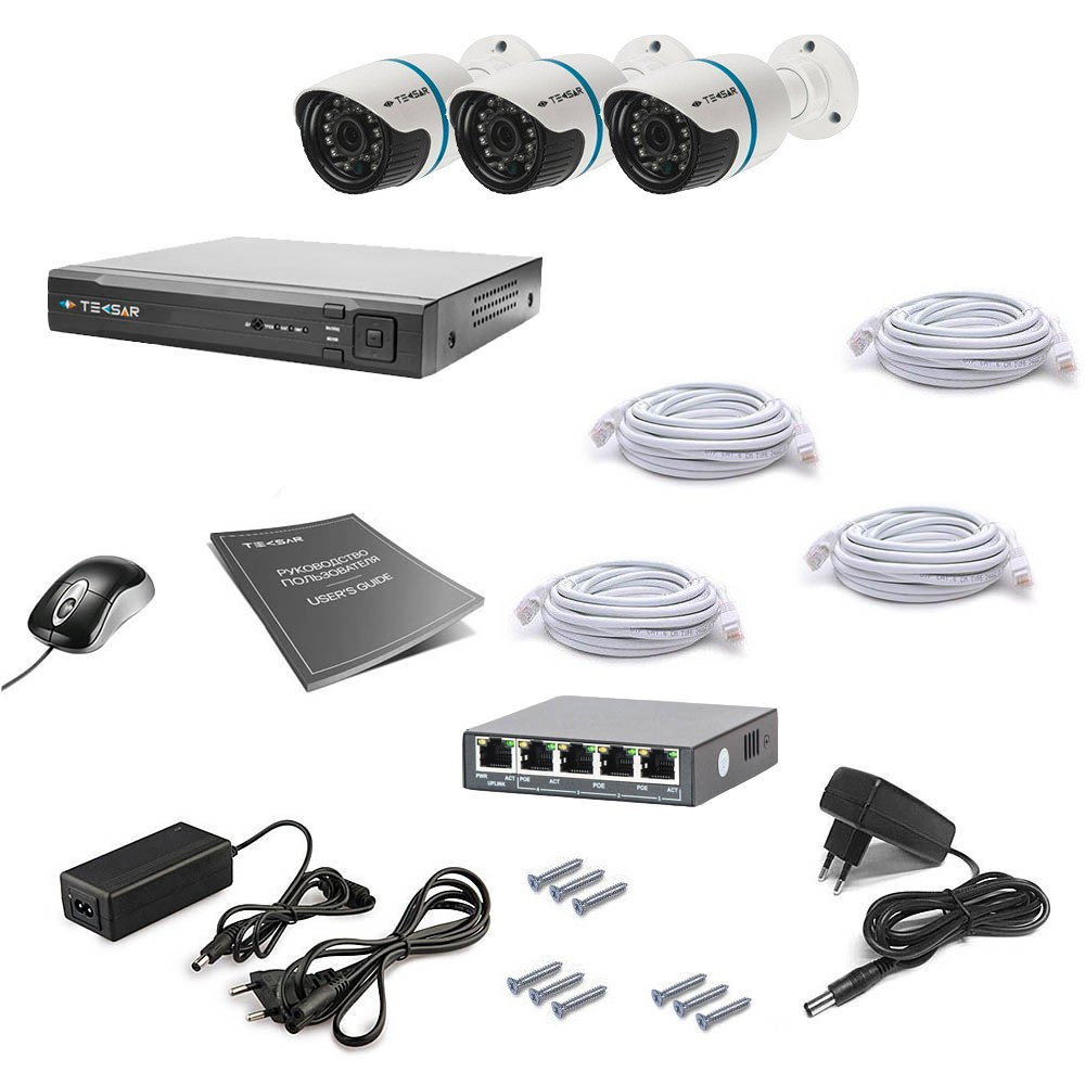 

Комплект IP видеонаблюдения Tecsar IP 3OUT LUX
