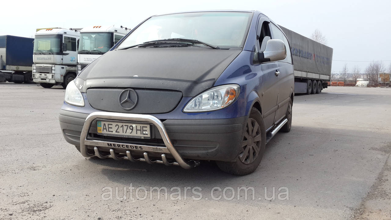 

Защита переднего бампера (кенгурятник) Mercedes Vito 639 с надписью