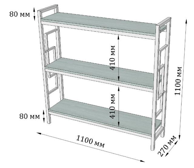 Стеллаж Лонг 3 полки Квадро размеры