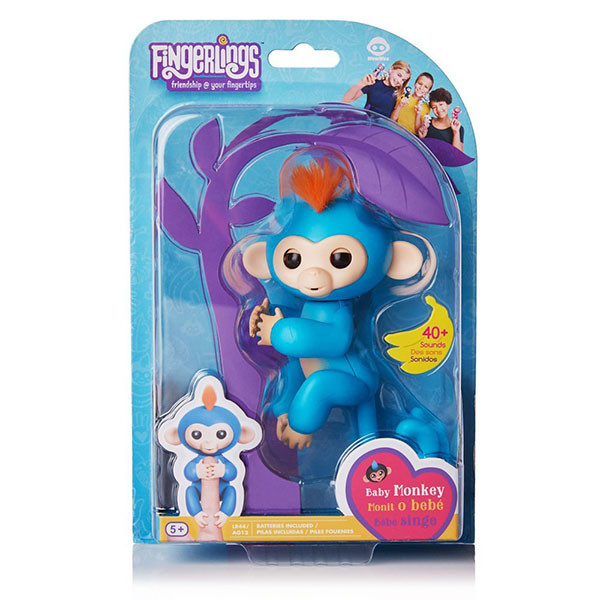 

Интерактивная обезьянка Fingerlings Happy Monkey Голубая, Голубой