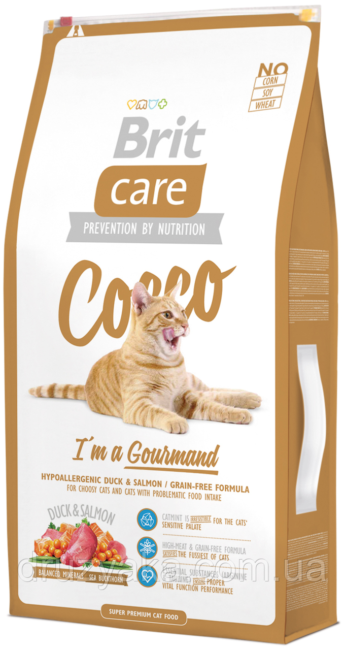 

Сухий корм для вибагливих котів з чутливим травленням Brit Care Cat Cocco I am Gourmand 7 кг (качка та лосось)