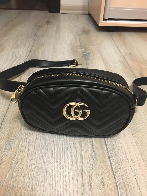 

Сумка на пояс в стиле Gucci black, Черный