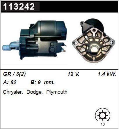

Стартер 113242 Chrysler DODGE Plymouth 3.2 3.5 6 PETROL 1998 1999 2000 2001 2002