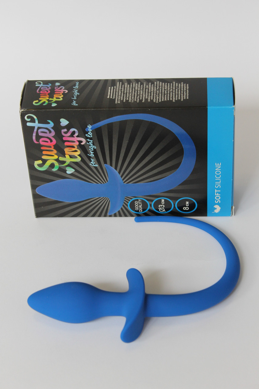 ВТУЛКА АНАЛЬНА ергономічної форми L 80 мм D 32 мм із зручною ручкою-обмежувачем, колір синій, фото 3