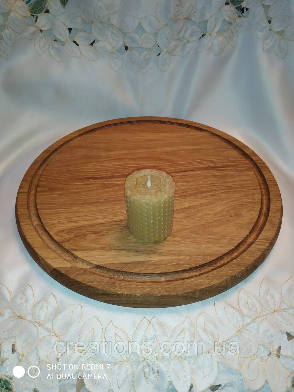 Свічка з бджолиного воску, медова 5 див. D - 5 см. з натуральної вощини