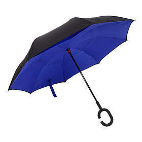 Зонт зворотний UpBrella напівавтомат Чорний з синім