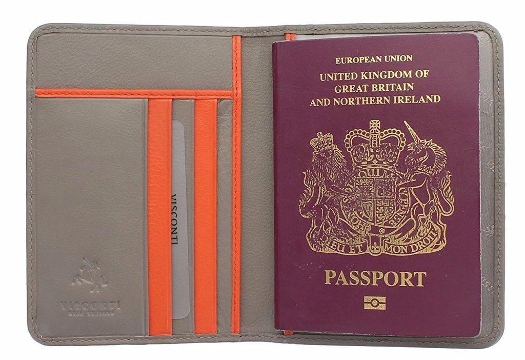 

Кожаная обложка для паспорта Visconti RD-93 c RFID Hummingbird orange taupe