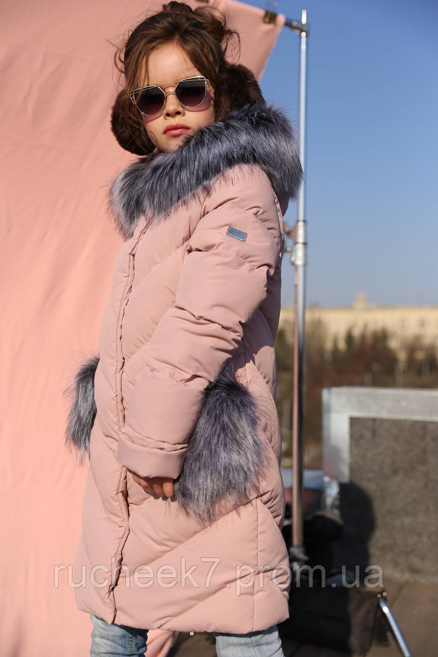 Детская зимняя куртка пуховик для девочки Банни, рост 116 - 158, Украи