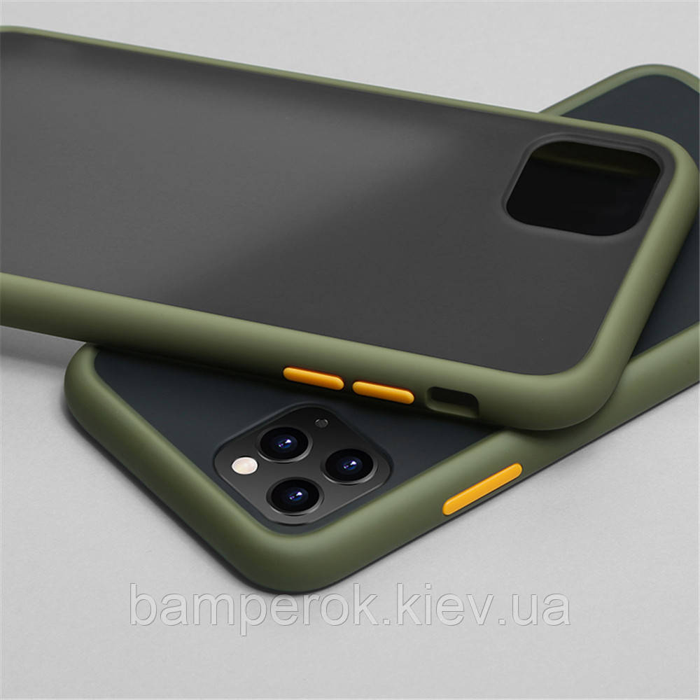 

Защитный чехол ХАКИ Likgus HARD CASE для айфон iPhone 11 pro, Цветная рамка + полупрозрачная задняя крышка