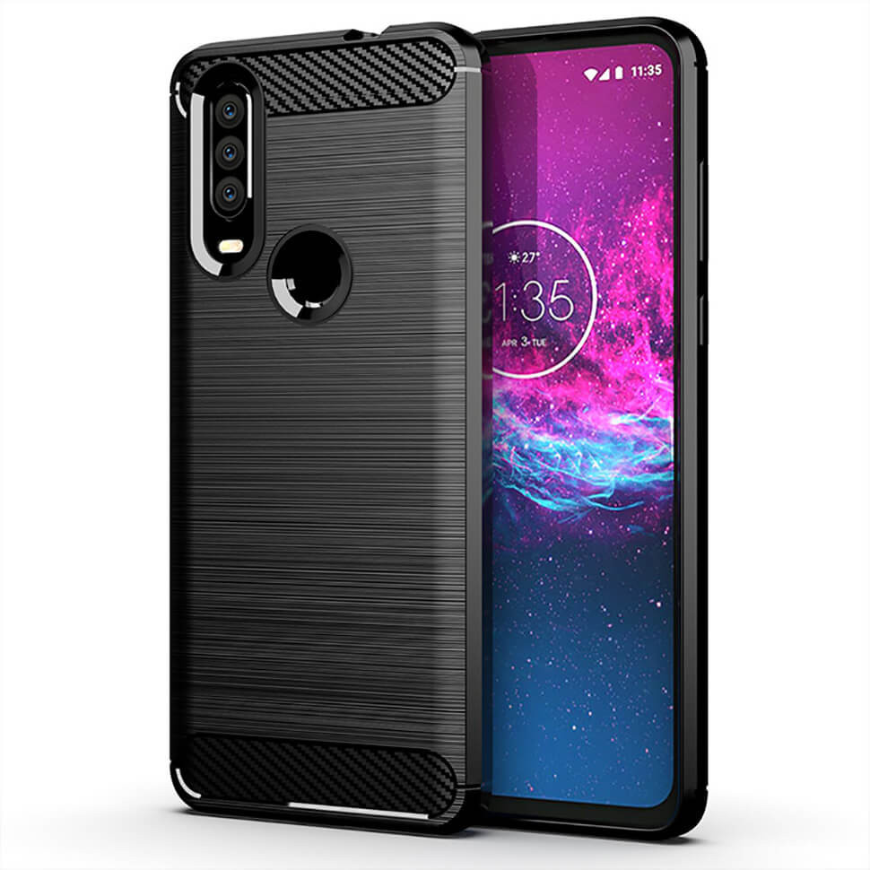 

Чехол Lenuo Carbon Fiber для Motorola One Action Black, Черный