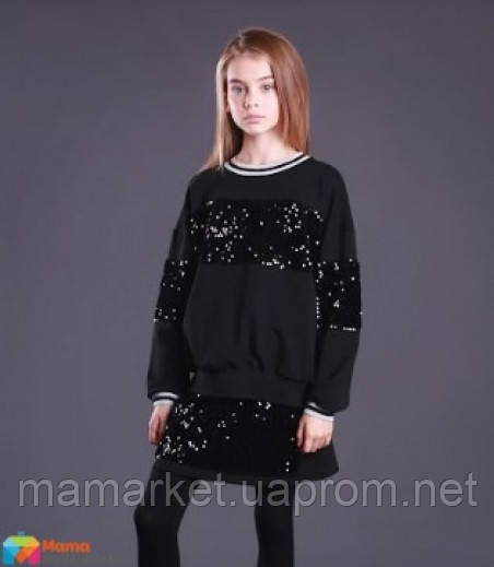 

Кофта бомбер с пайетками oversize для девочки MONE 1952, цвет черный