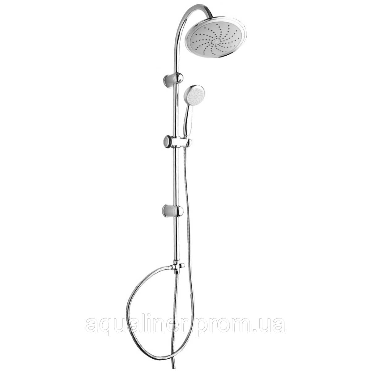 

ROZZY JENORI RS1011 Система душевая, L-97 sm, верхний душ d20 см, душ ручной 1 режим, шланг 2 шт, картон