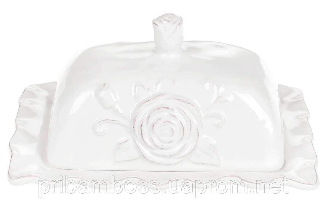 Маслянка керамічна Аеліта, 19см, колір - білий