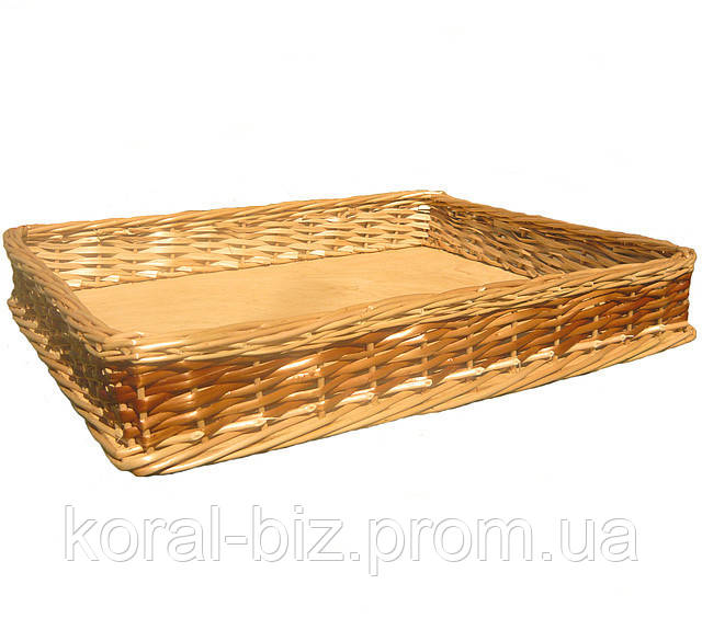 

Лоток плетеный из цельной лозы выс10-40*30 дно плетеное