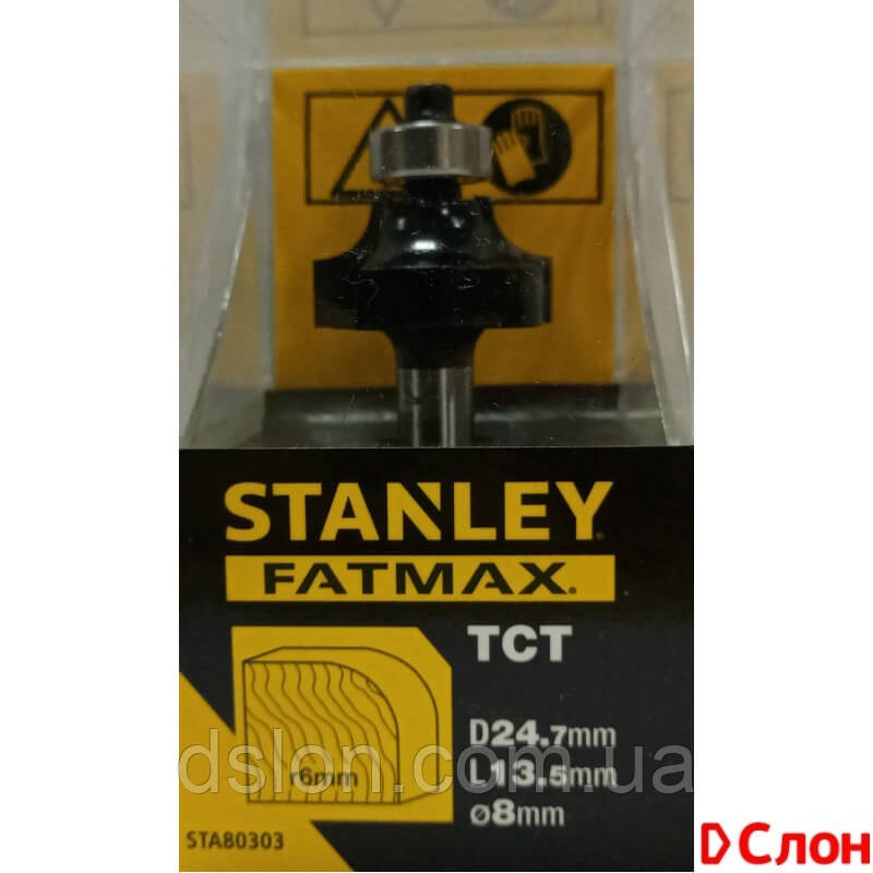 

Фреза по дереву STANLEY STA80303 ТСТ профильная D=24.7 мм, R=6 мм, L=13.5 мм, цанга 8 мм, бокс