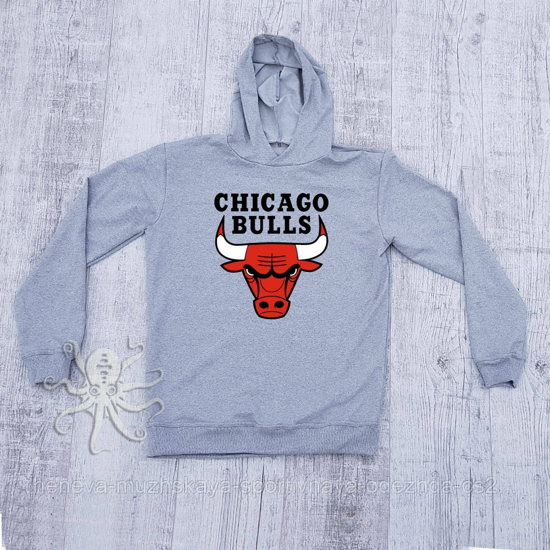 

Худи, кофта, кенгурушка Chicago Bulls E123, Реплика XXL, Серый