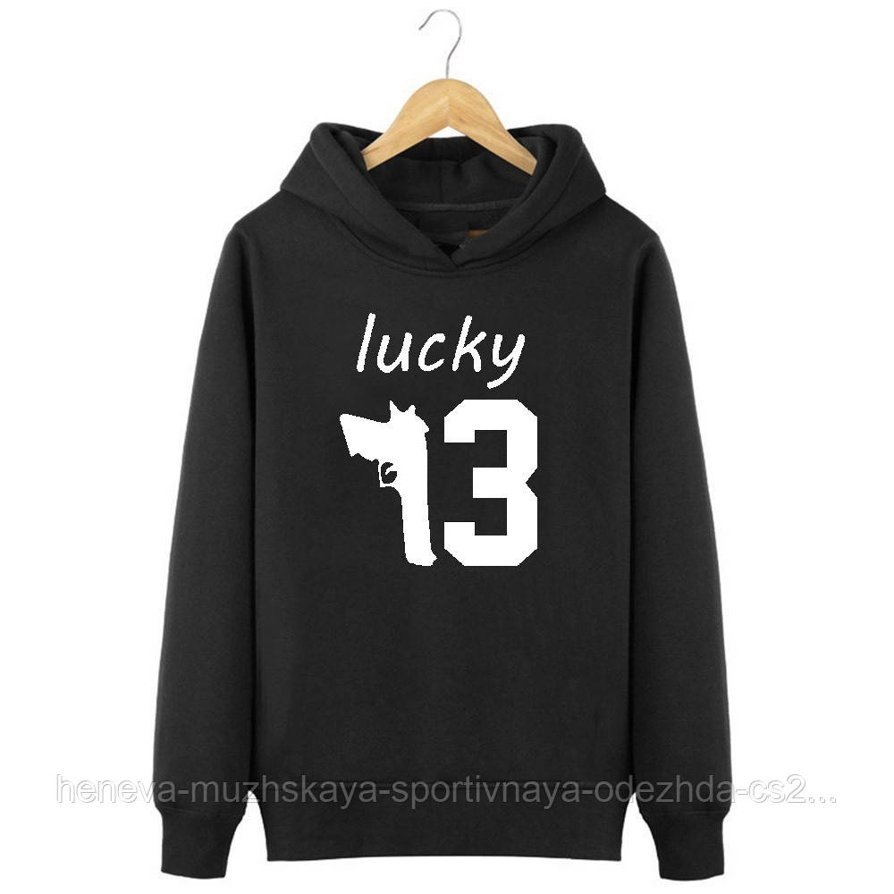 

Худи, кофта, кенгурушка Lucky 13 E140, Реплика L, Черный