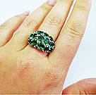 Серебряное кольцо с зелеными цирконами Джесика, фото 2