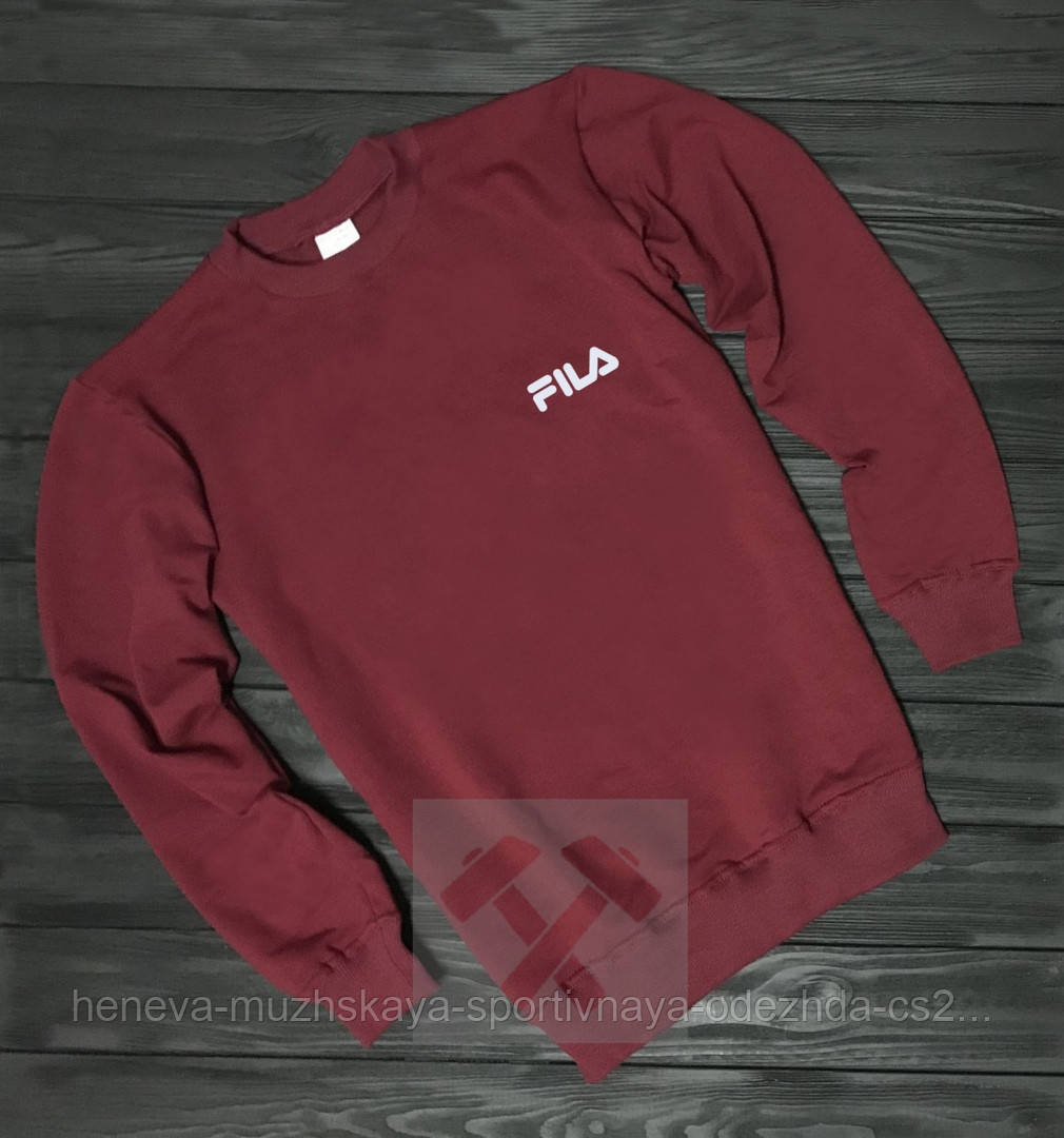 

Свитшот, кофта, реглан Fila (бордовый, красная эмблема), Реплика L, Серый