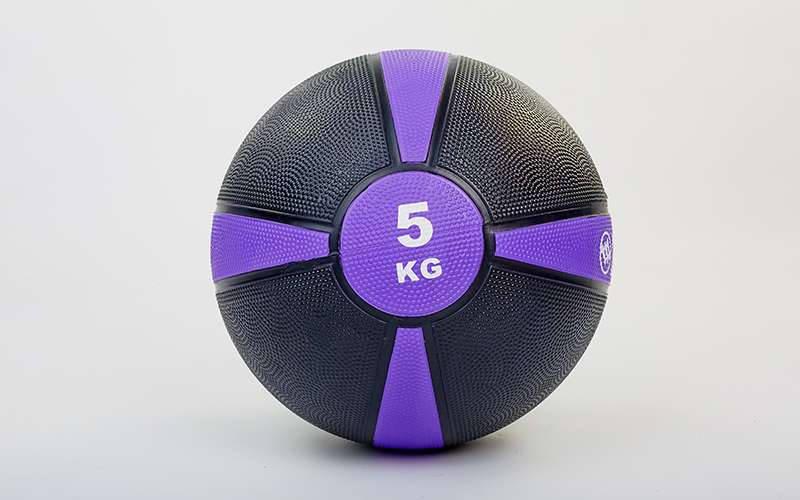 

Мяч медицинский медбол Zelart Medicine Ball 5кг (резина, d-24см, черный-фиолетовый)