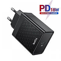 Мережевий зарядний пристрій Topk Qualcomm Quick Charge 3.0 18W USB Type-C/PD Black (TK154-BL)
