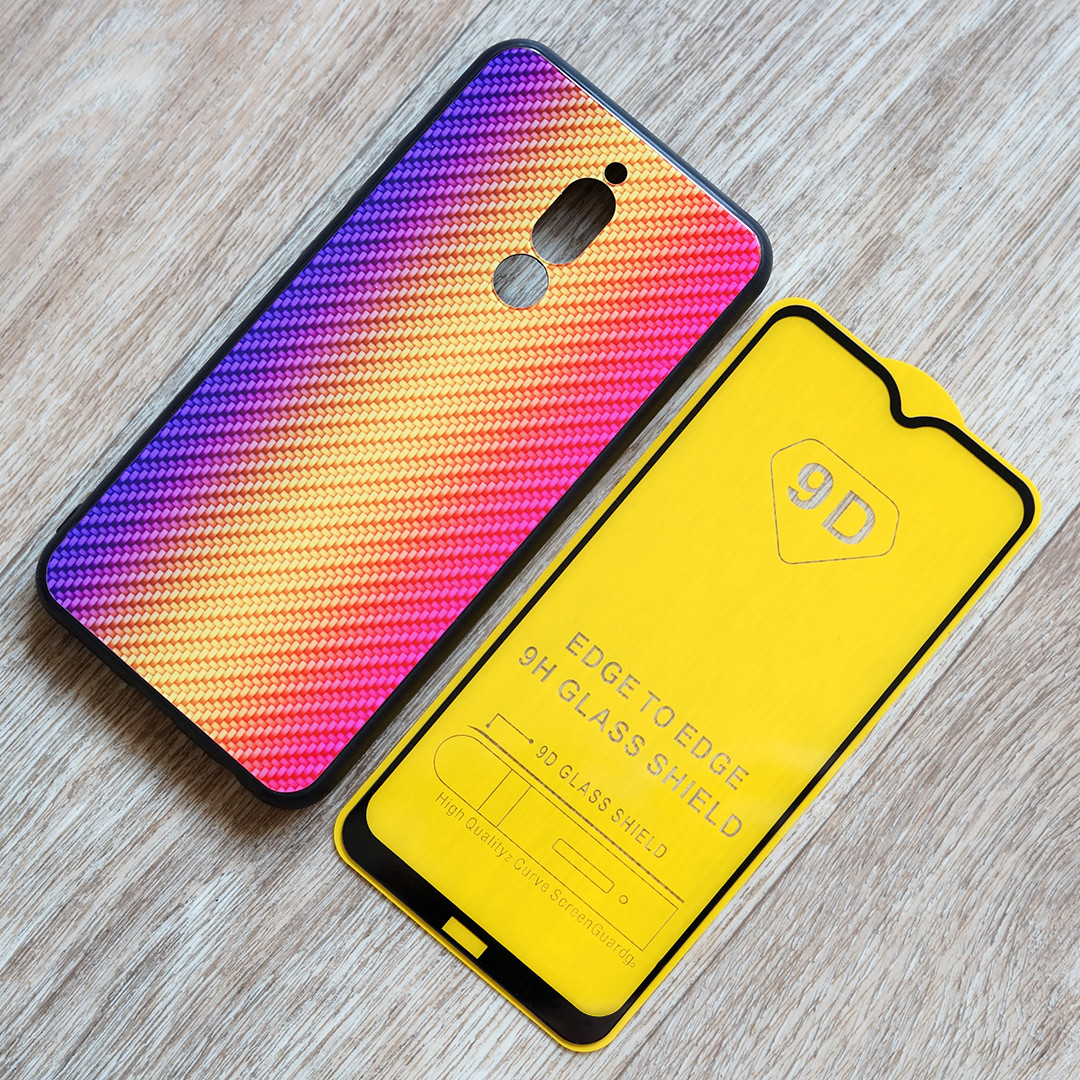 

Комплект чехол Wicker Gradient и стекло Full Glue для Xiaomi Redmi 8 (золотой), Золотистый