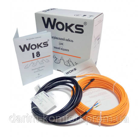 

Тонкий двужильный нагревательный кабель Woks 18 580 Вт (32м), 2.8м2 - 4м2