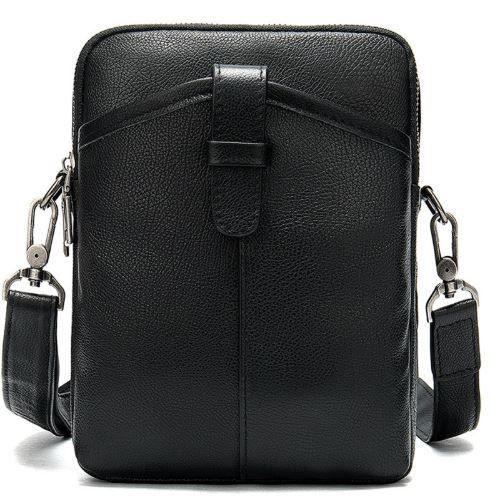 Компактна чоловіча сумка шкіряна Vintage 14885 Чорна