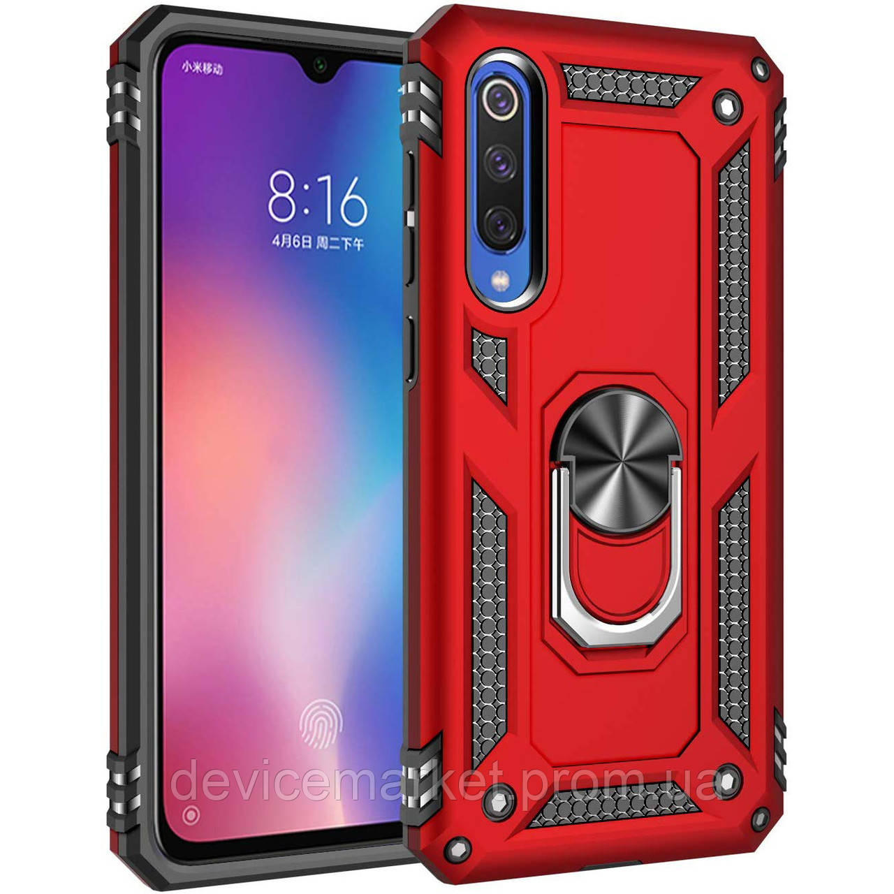

Ударопрочный чехол Serge Ring магнитный держатель для Xiaomi Mi 9 SE, Красный