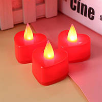 Набір свічок у вигляді "червоне Серце" електронна свічка таблетка, набір 24 шт