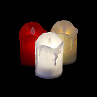 Набір електронних свічок "Три кольори" електронна свічка з потьоками, колір червоний,білий, жовтий, набір 12 шт