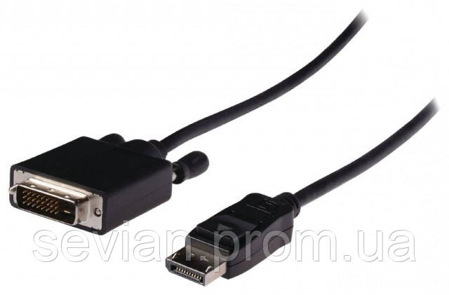 

Кабель монітора-адаптер DisplayPort-DVI M/M (DVI-екран) 5 м Lucom 1080p 24+1 D=6.0мм Lock Черный(25.02.5010)