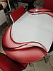 Раскладной обеденный кухонный комплект овальный стол и стулья "Красные волны" ДСП стекло 75*130 Лотос-М