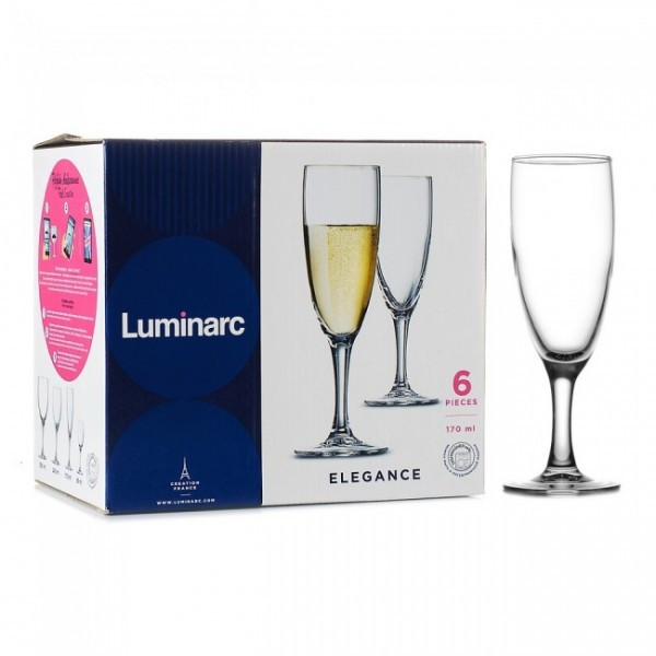 Elegance / ЭЛЕГАНС Набор бокалов для шампанского 6 шт 170 мл Luminarc P2505