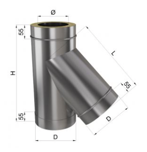 

Тройник дымохода 45° нерж\нерж 1 мм 180/250