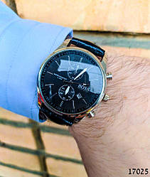 Годинники чоловічі в стилі BOSS. Чоловічі наручні годинники кольору срібло. Годинник з чорним циферблатом Годинник чоловічий