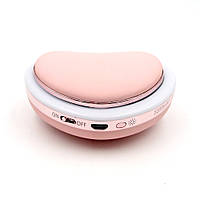 Зеркало карманное с подсветкой, подогревом рук и Power Bank 4500Mah розовое сердце (SM-L4-P)