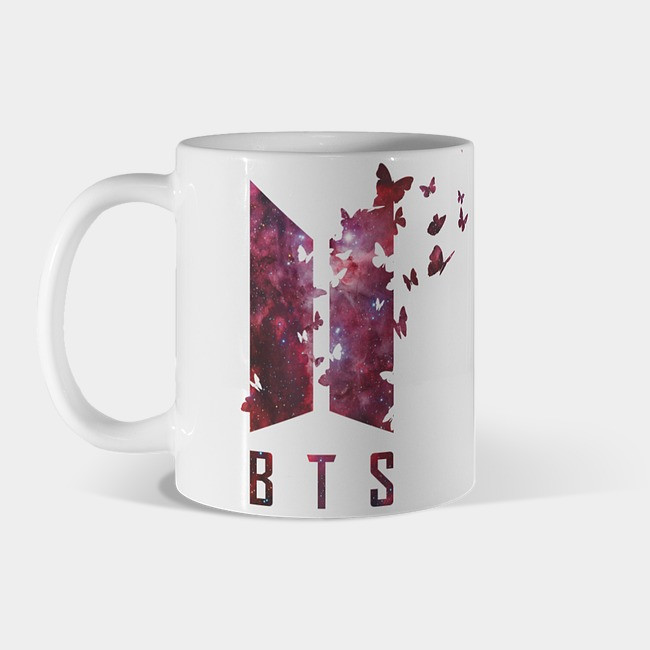 

Кружка BTS Army Logo Red galaxy butterfly Kpop fans Чашка БТС логотип, Белый