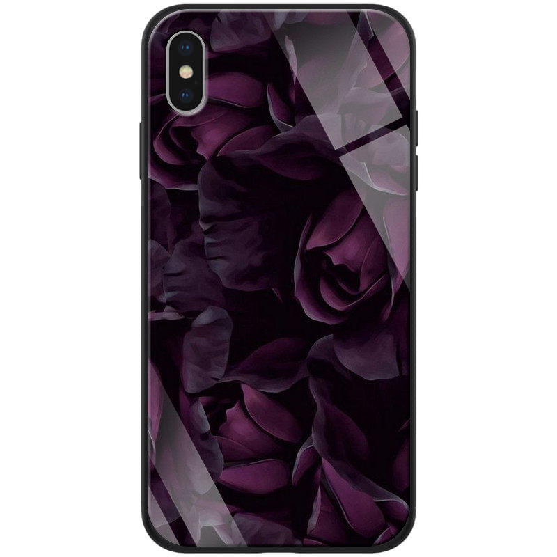 

TPU+Glass чехол ForFun для Apple iPhone XS Max (6.5"), Фиолетовый/розы