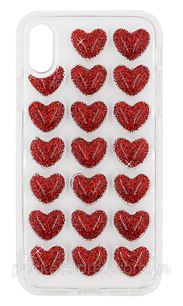 

Чохол силіконовий My Heart для iPhone XS Max Transparent / Red, Красный