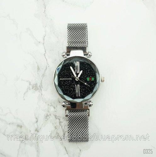 

Стильные женские часы Geneva Silver-Black Shine с браслетом