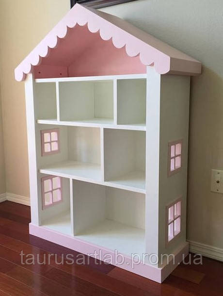 Деревянный кукольный домик бело-розового цвета, 130*80*35 см