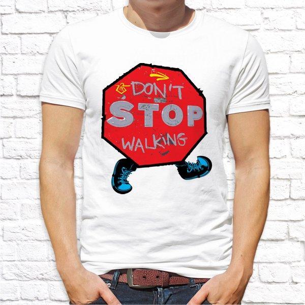 

Футболка мужская Push IT с дизайнерским принтом "Don't STOP walkins" XL, Белый