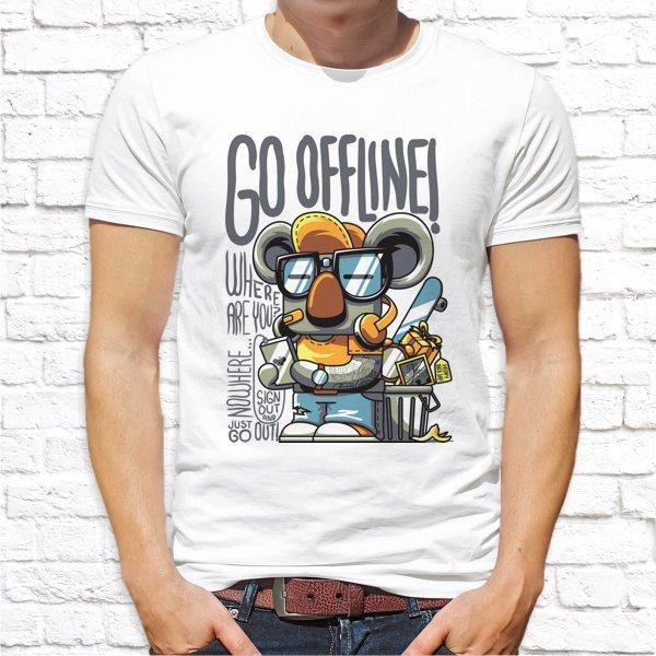 

Футболка мужская Push IT с дизайнерским принтом "Go offline!" S, Белый