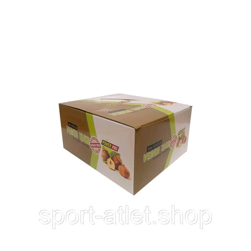 

Батончик Power Pro Vegan Bar Sugar Free 60 гр, 20 шт/уп - орехи и сухофрукты