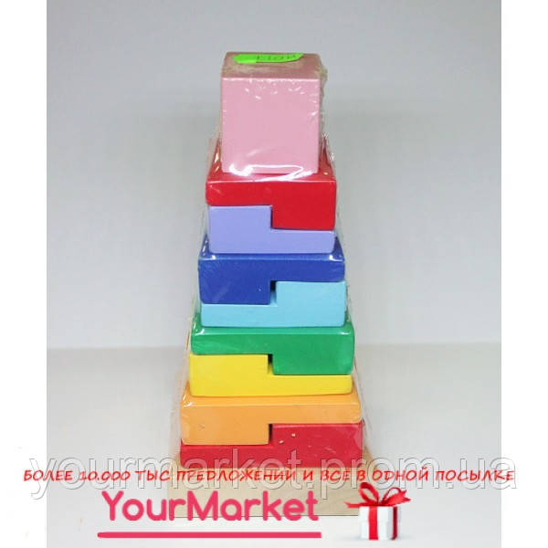Развивающая Пирамидка - головоломка квадратная 8 цветов (И 017)Нет в наличии