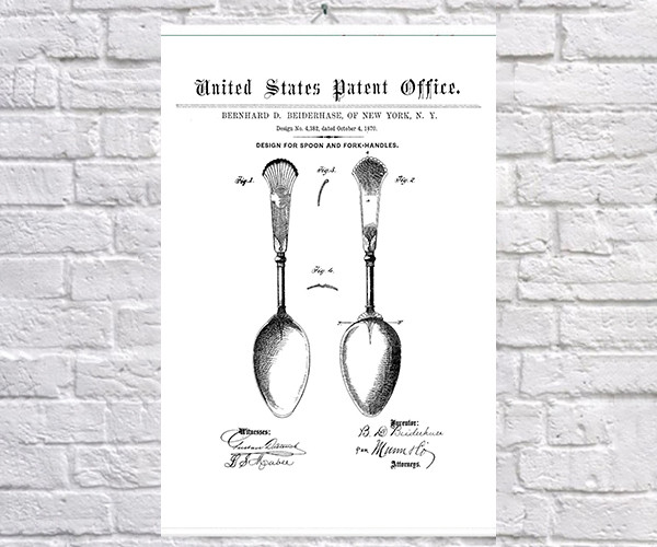 

Постер BEGEMOT Патент-чертеж Ложка Osiris flatware 1870г 40x61 см Белый (1120790)