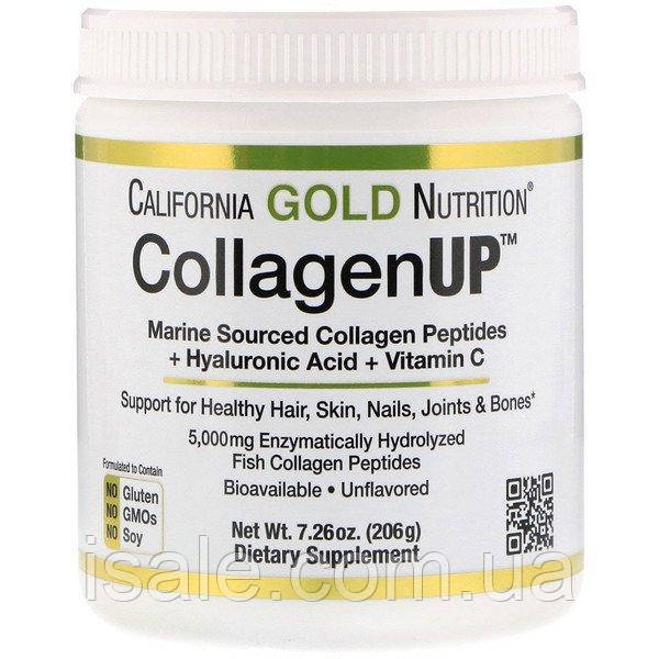 

Коллаген California Gold Nutrition, CollagenUP, морской коллаген + гиалуроновая кислота + витамин C, 206 г