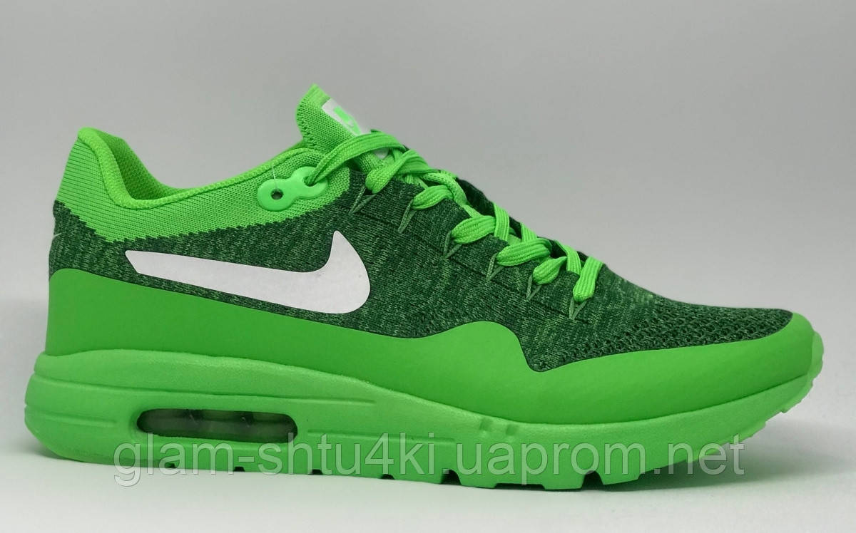 

Кроссовки в стиле Air Max 1 Ultra Flyknit 19356_1 салатовые